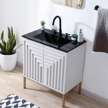 Rowan Geometric Modern Transitional 2-Shelf Bath Vanity Cabinet Only (Sink Basin Not Included) - JONATHAN Y